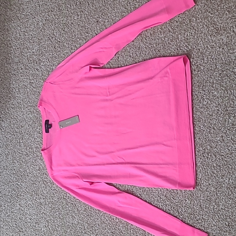 NWT J Crew neon pink lightweight crewneck wool sweater size XS